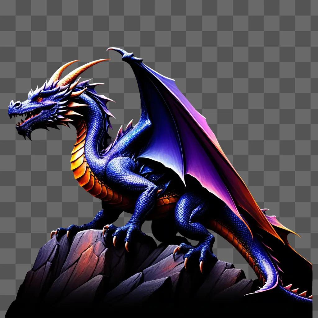 dragon with vibrant colors on a rocky cliff