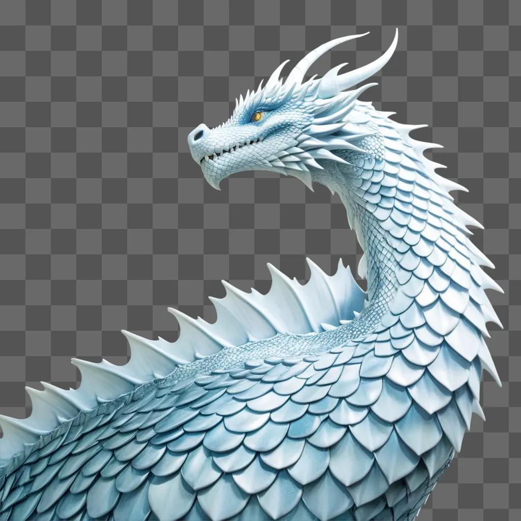 dragon with white scales and a blue head