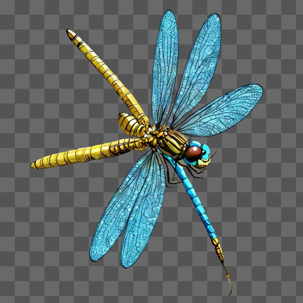 dragonfly clipart A blue dragonfly laying on a blue background