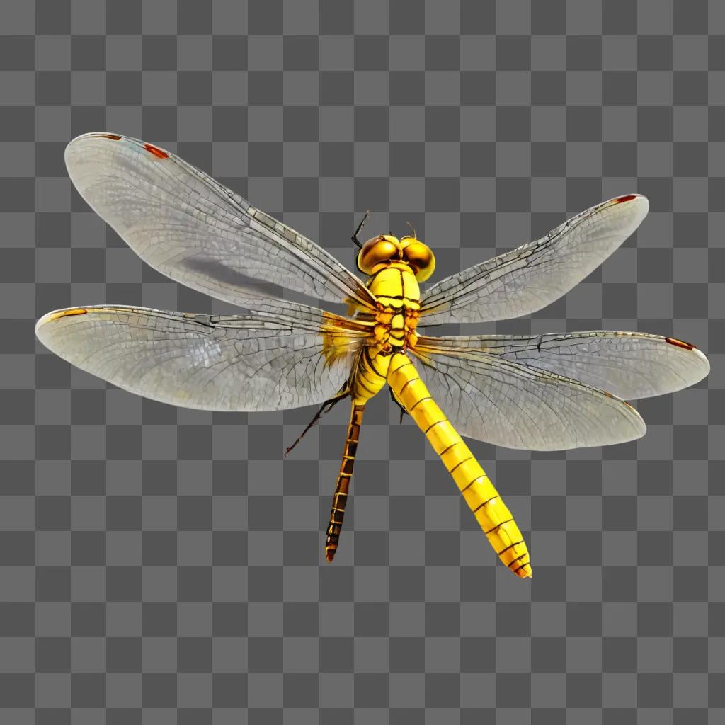 dragonfly clipart A large yellow dragonfly with long wings