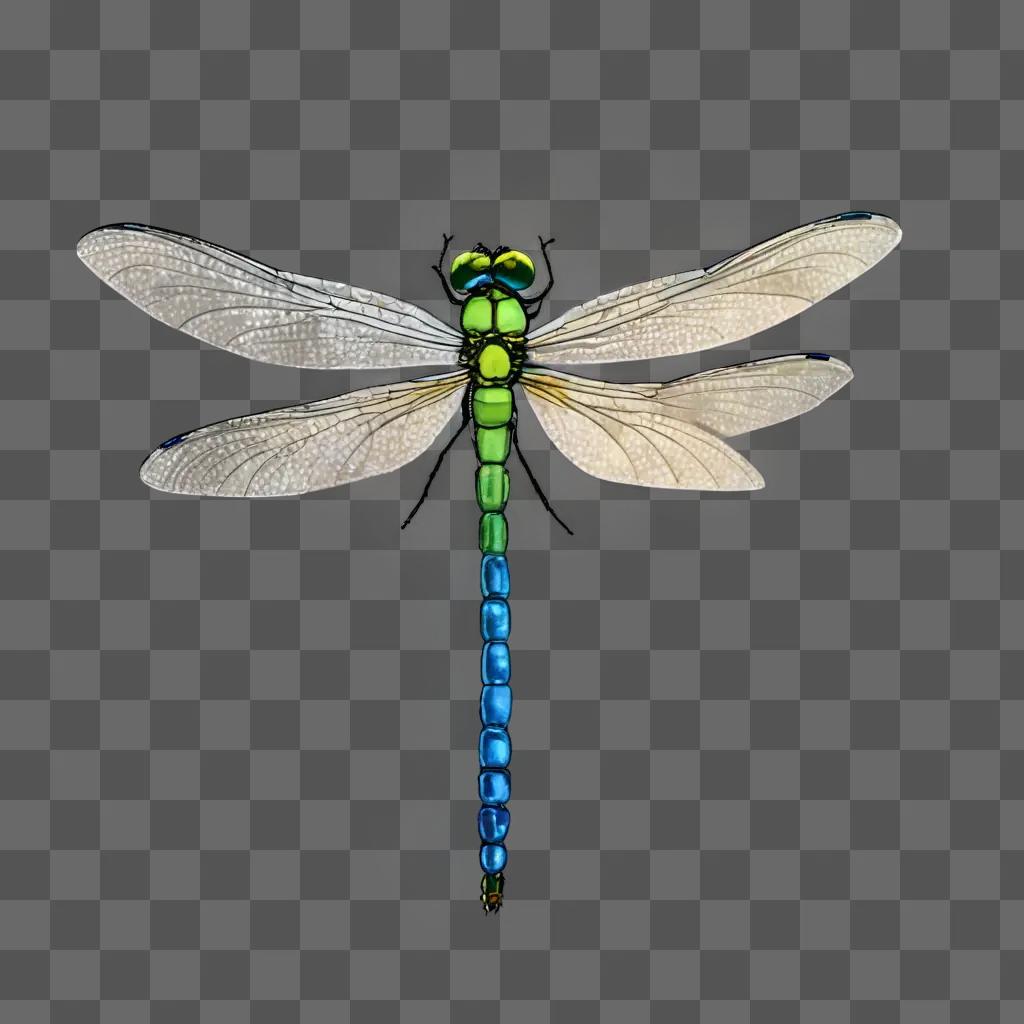 dragonfly drawing for kids A dragonfly with green and blue wings