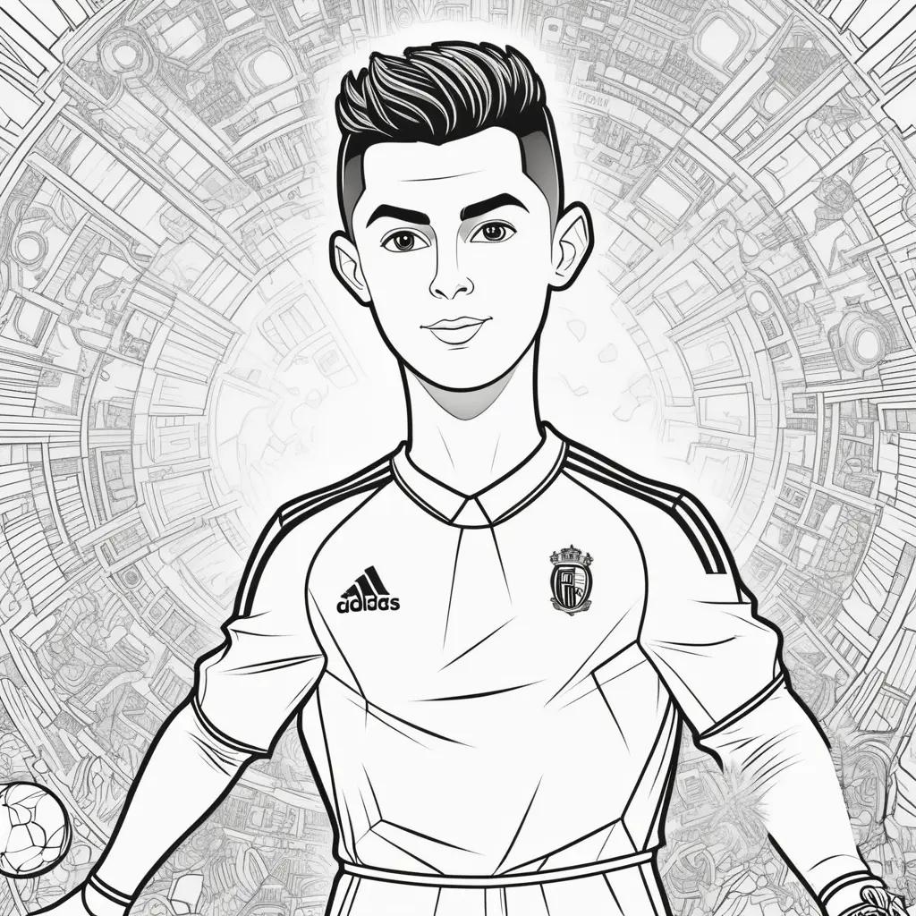 drawing of Cristiano Ronaldo in Adidas coloring pages