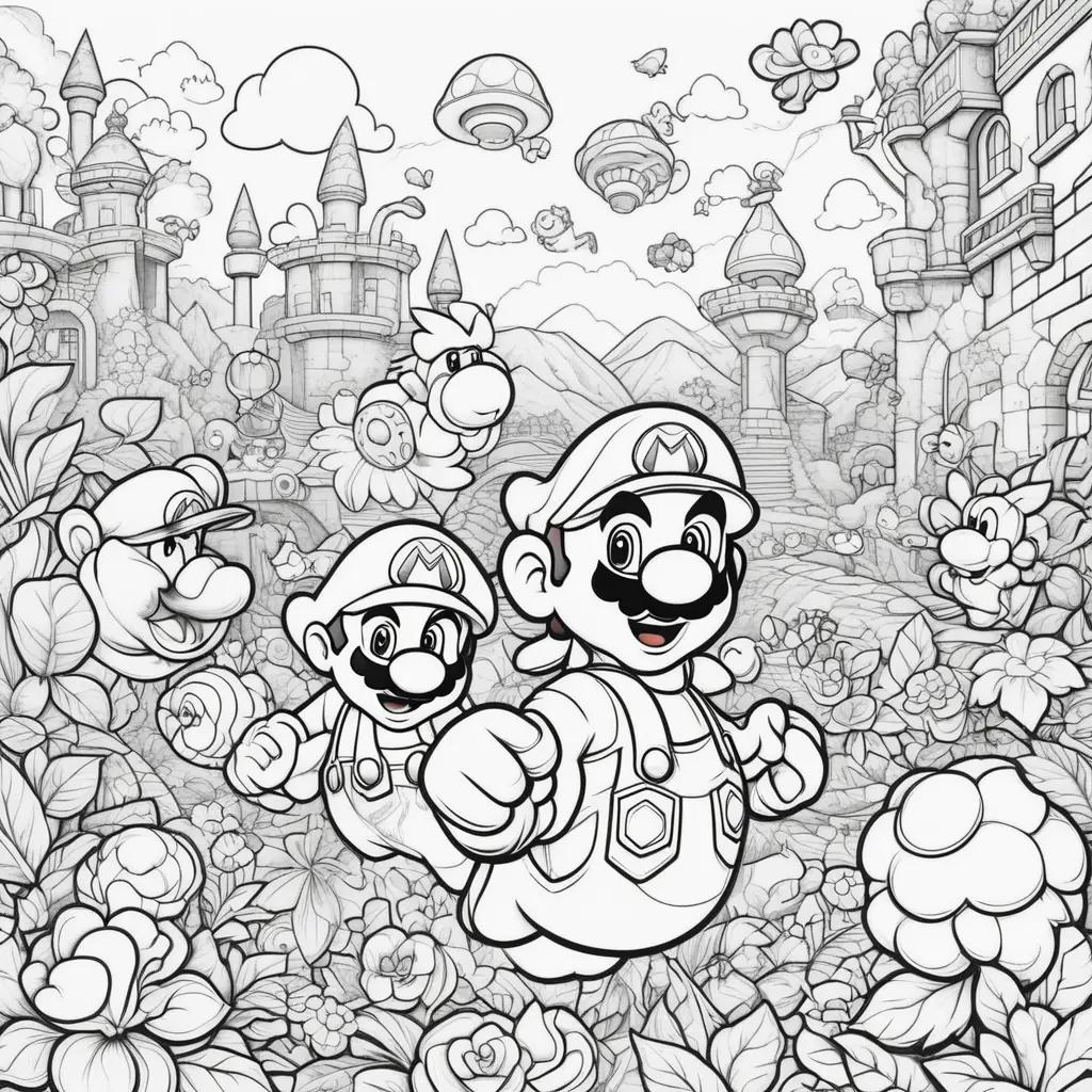 drawing of Mario and Luigi on coloring pages