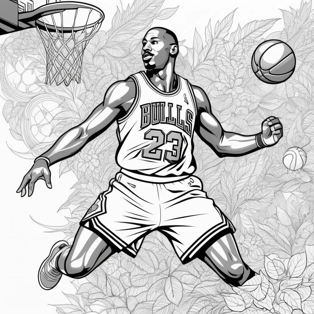 バスケットボールをしているマイケル・ジョーダンの絵