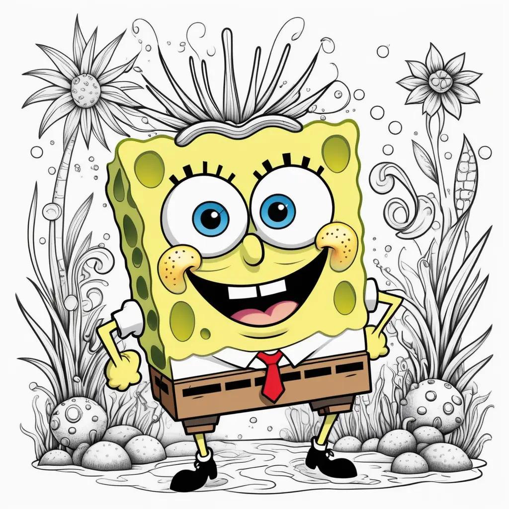 drawing of Spongebob with his mouth open