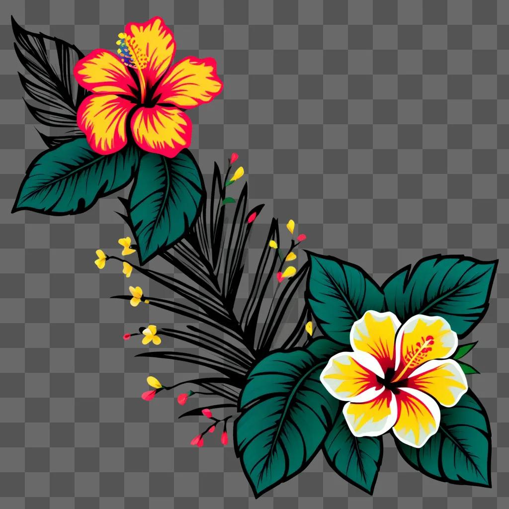 drawing of a Hawaiian flower with vibrant colors