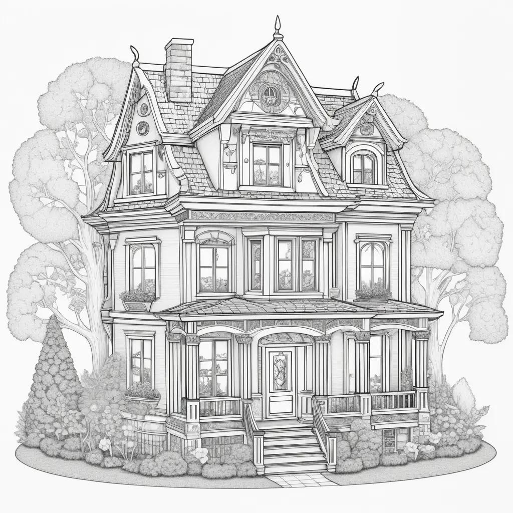 drawing of a Victorian dollhouse