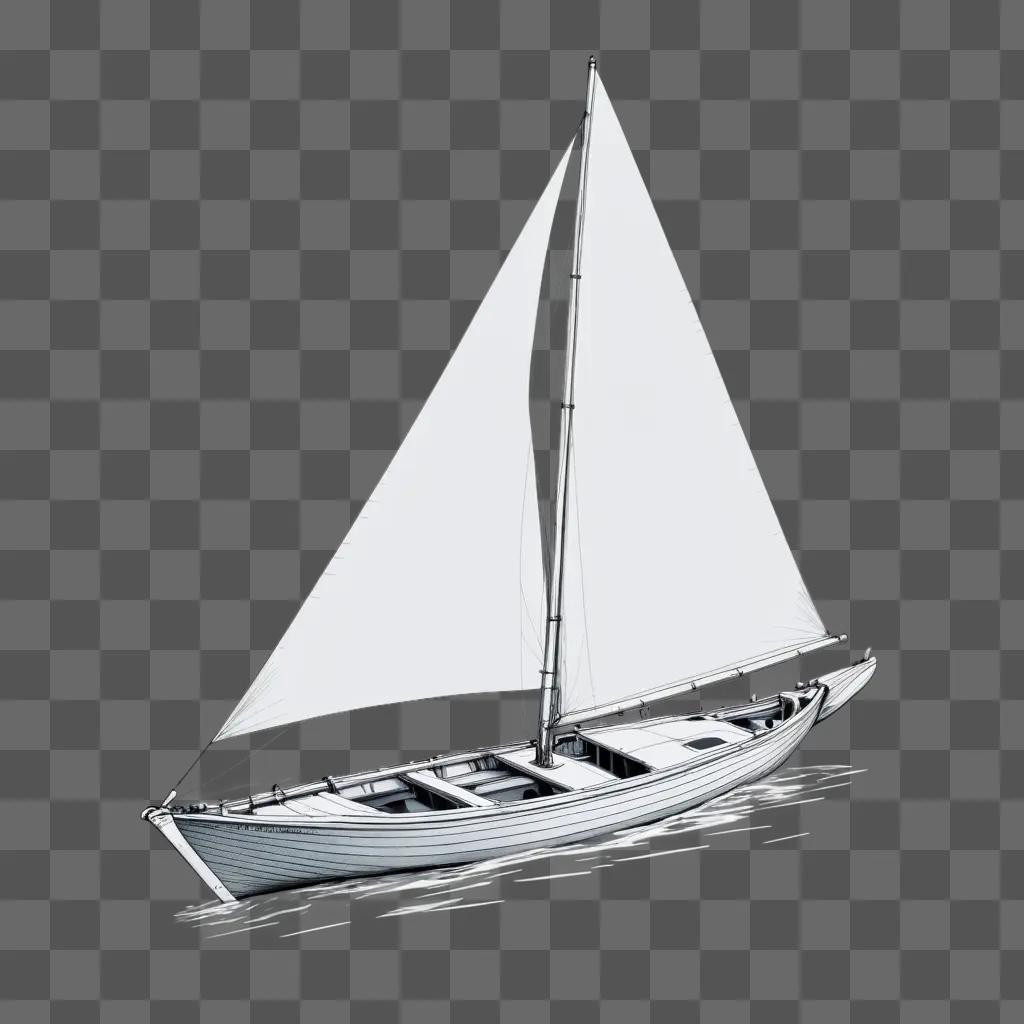 灰色の背景にボートの絵