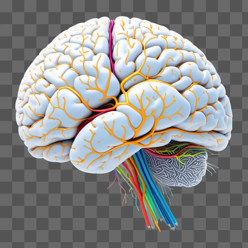 drawing of a brain with colorful veins