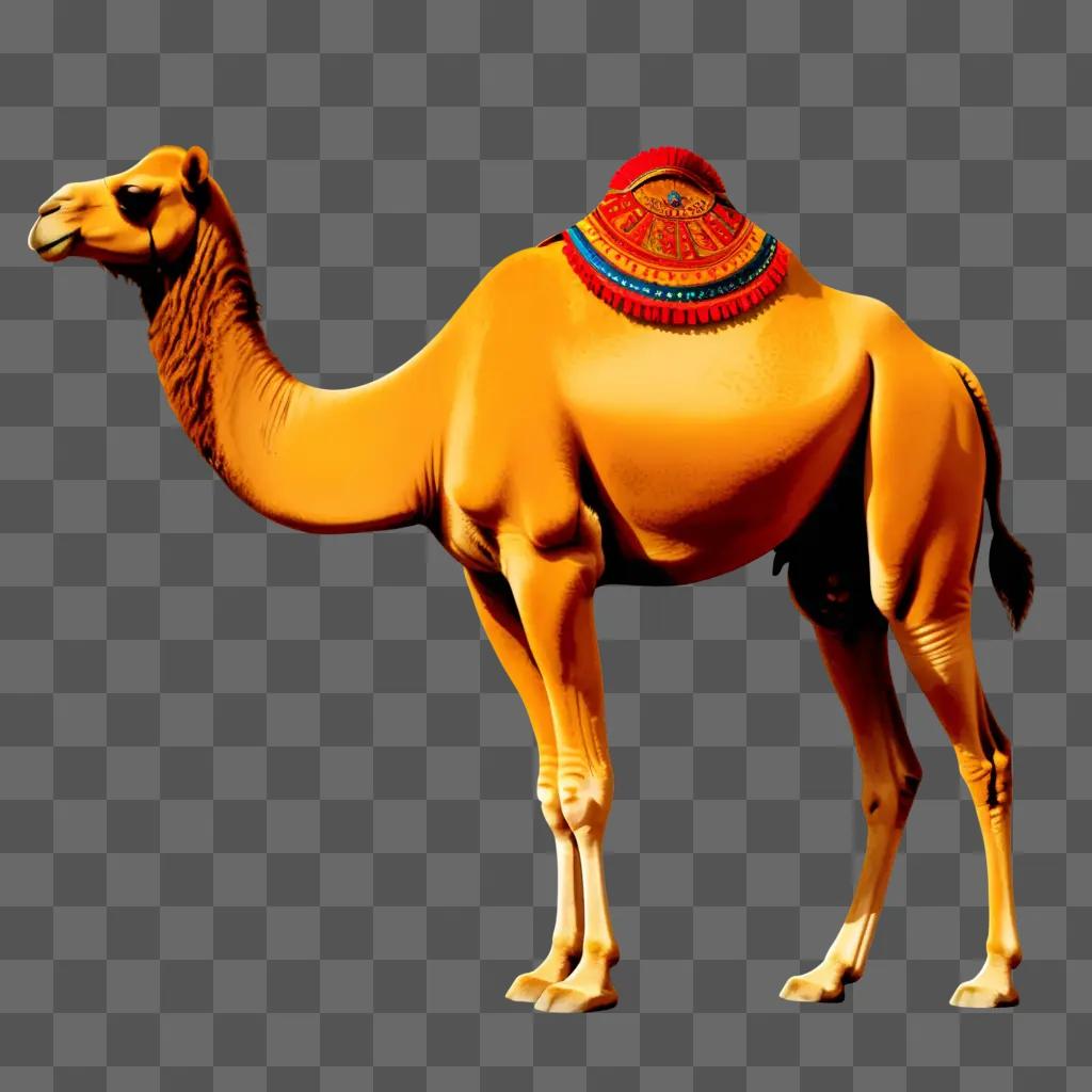 drawing of a camel with vibrant colours