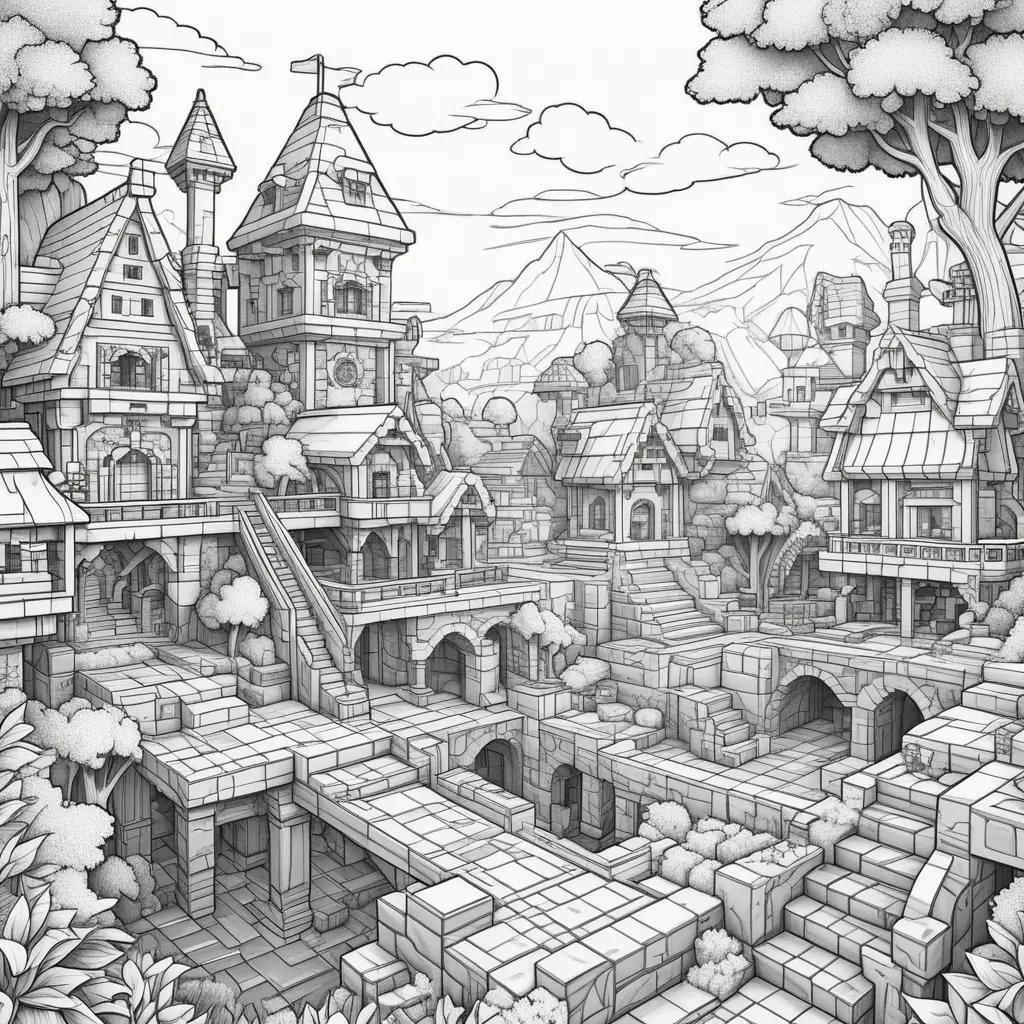 Minecraftの都市のぬりえの描画