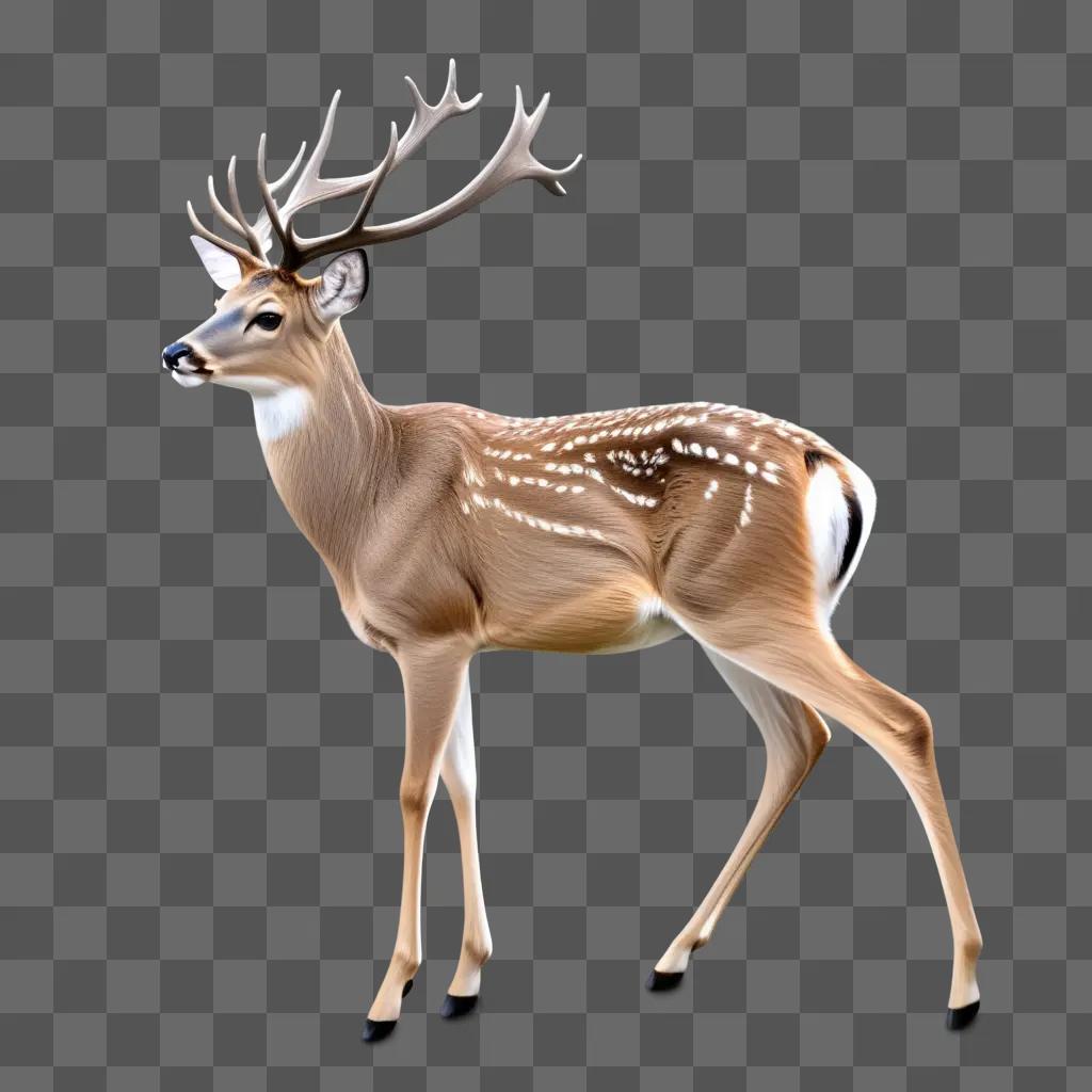 drawing of a coy deer with white and black spots