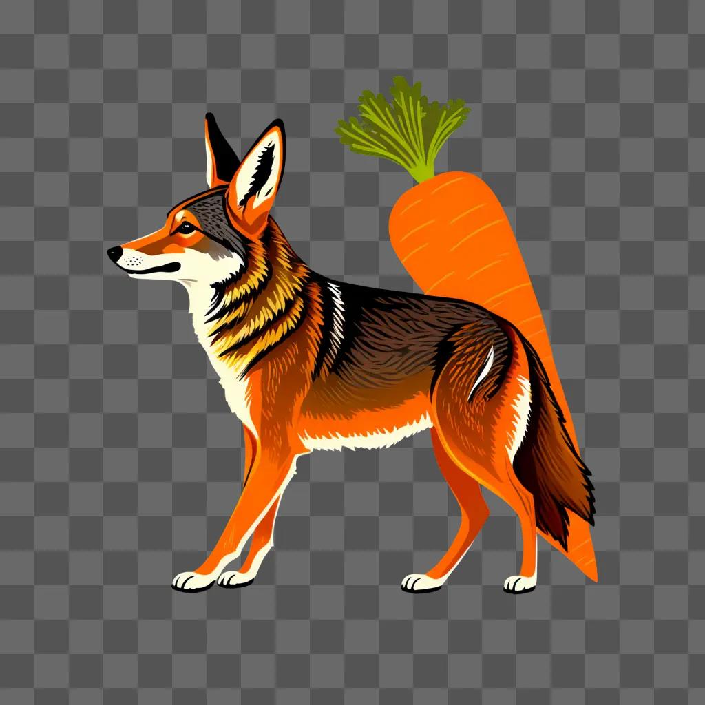 drawing of a coy dog with a carrot