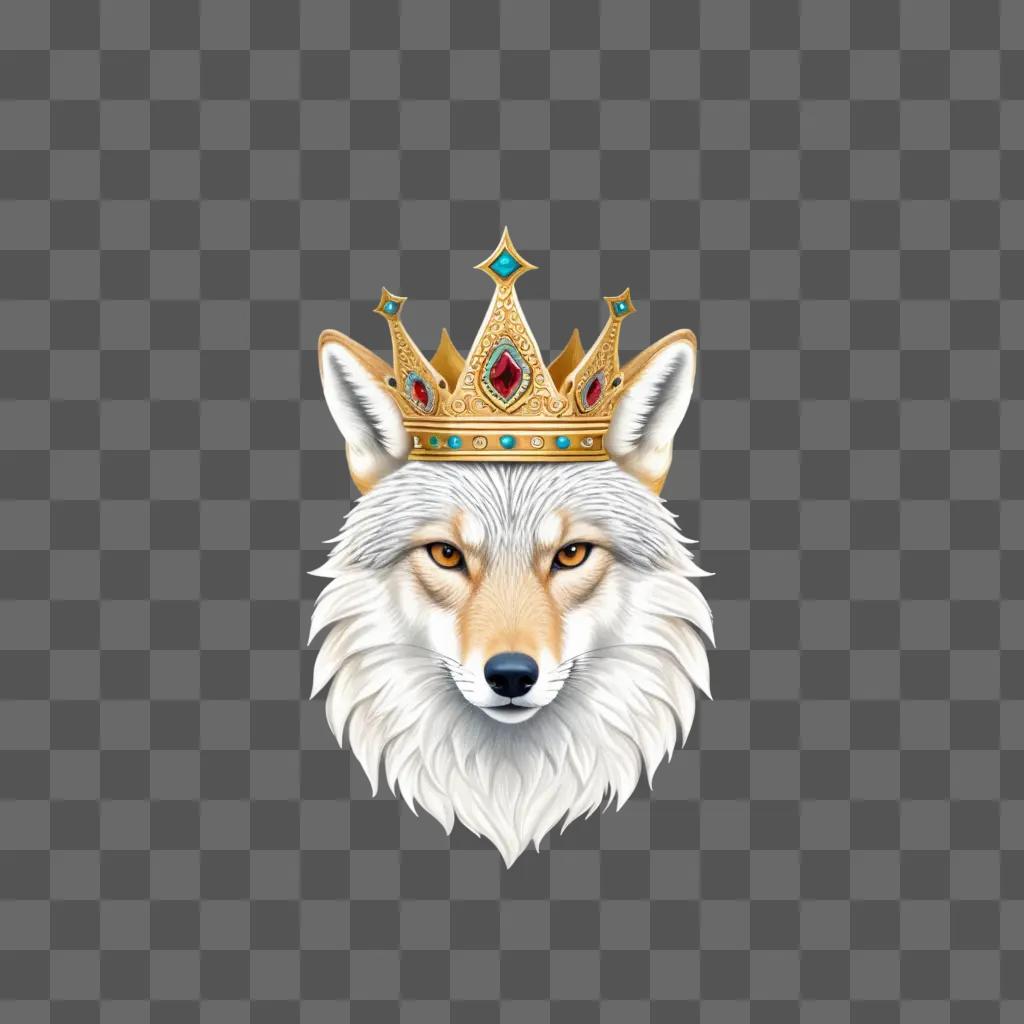 drawing of a coyote with a crown on its head