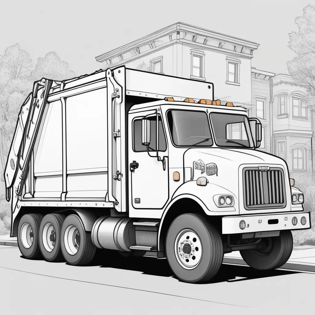 drawing of a garbage truck coloring page