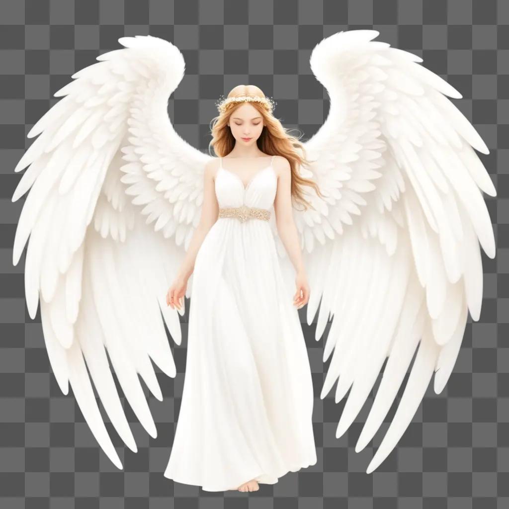 drawing of a girl with angel wings