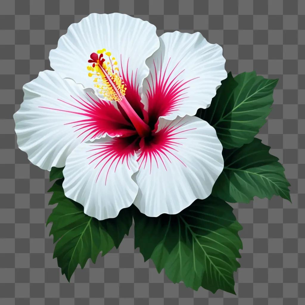 drawing of a hibiscus flower with a green background