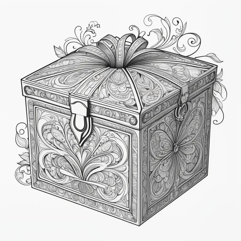 drawing of a lanky box with a bow