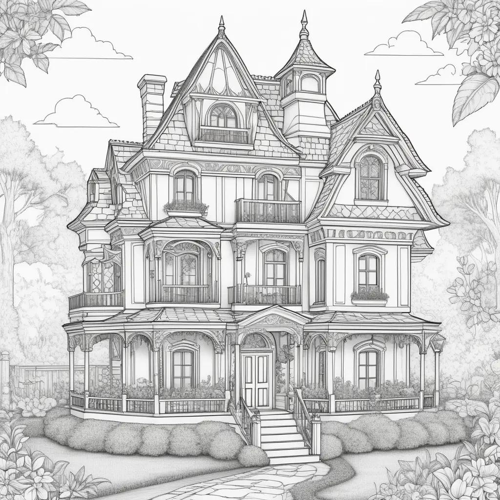 drawing of a large house with a gabby dollhouse coloring pages