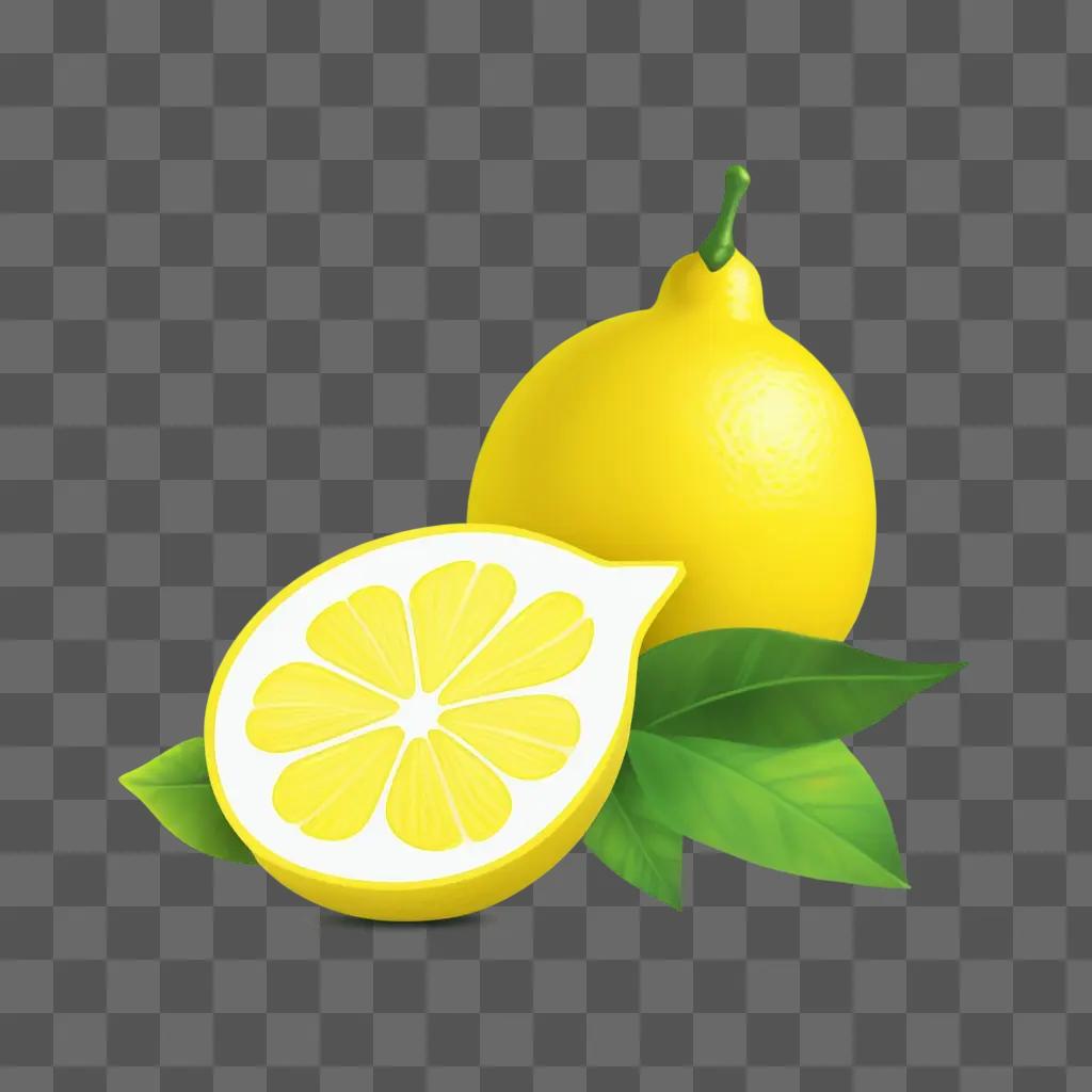 drawing of a lemon and leaves for kids