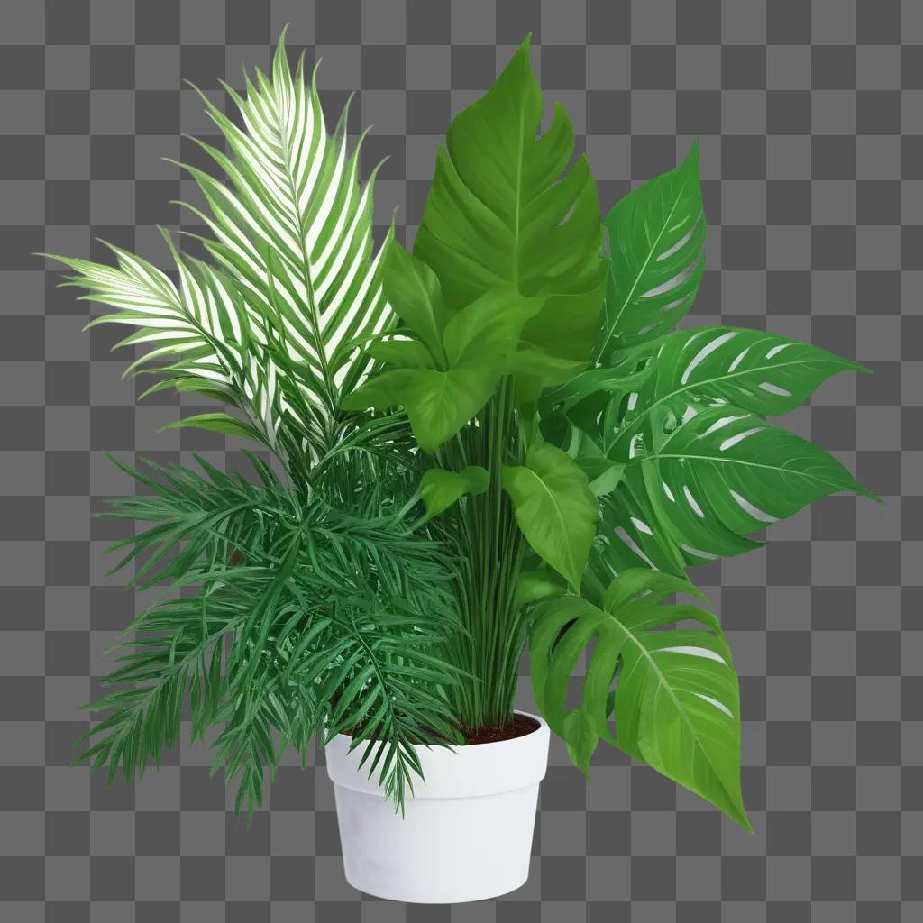 緑の葉を持つ鉢植えの植物の絵