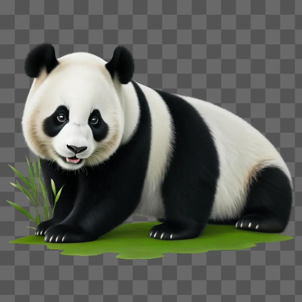 drawing of a realistic panda on a green background