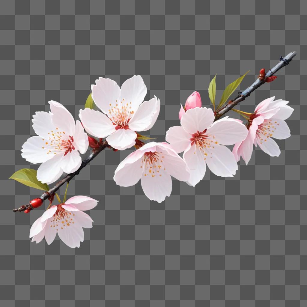 drawing of a sakura flower on a pink background