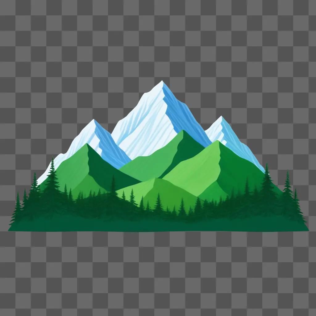 drawing of a simple mountain with a green background