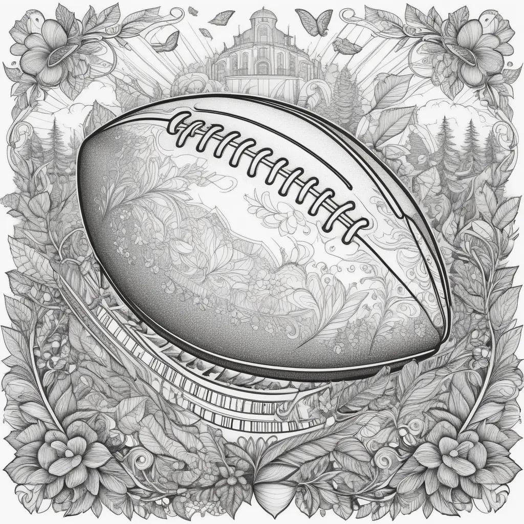 drawing of an American football surrounded by flowers