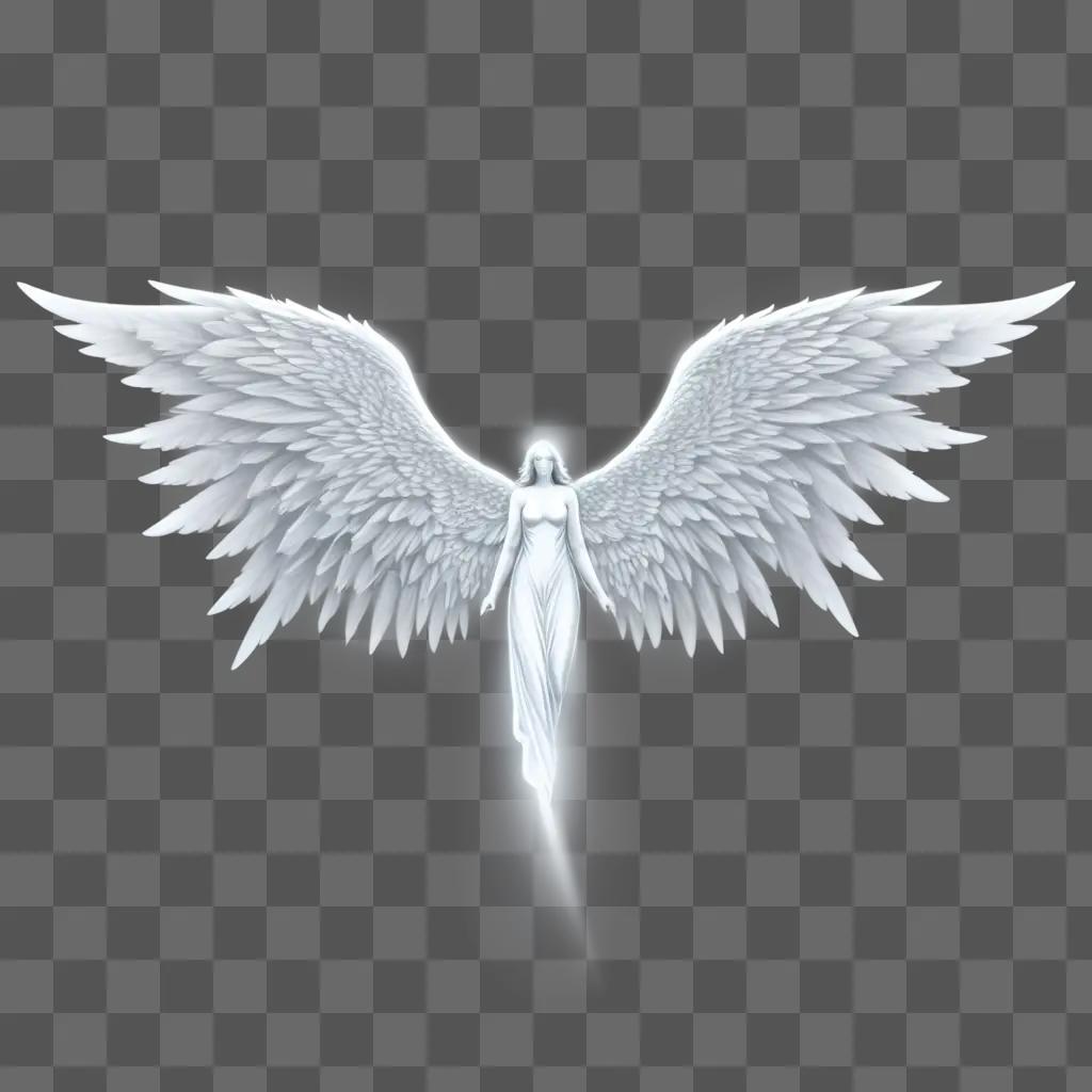 drawing of angel wings on a grey background