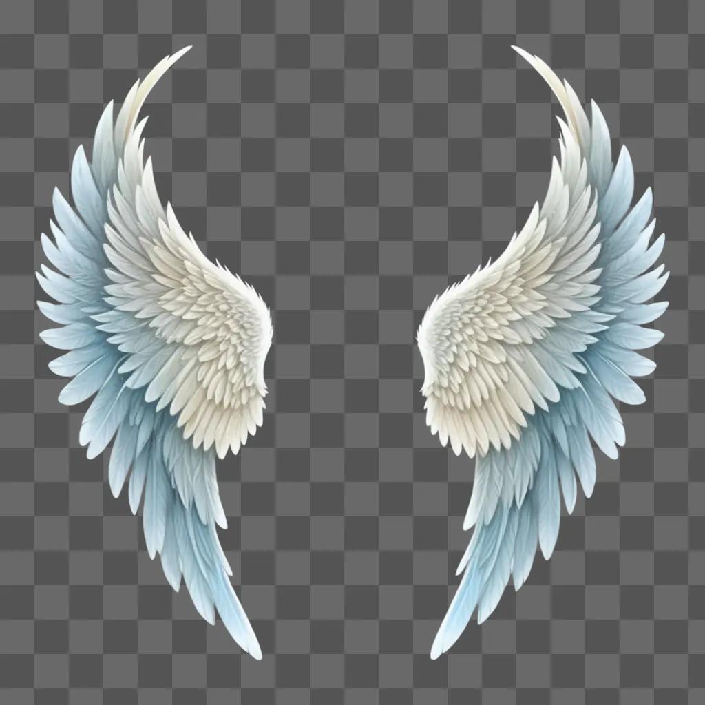 drawing of cute angel wings on a gray background