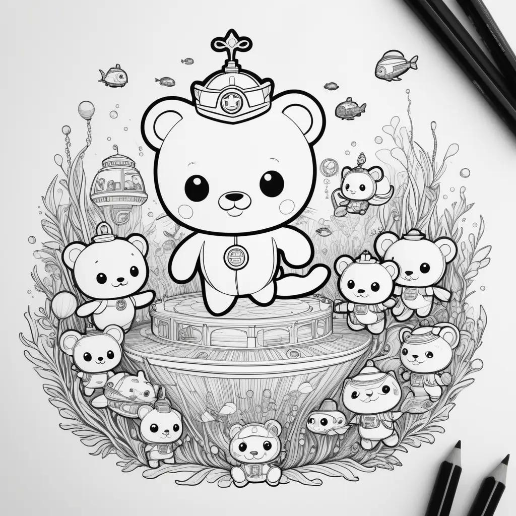 drawing of cute octonauts in their underwater world