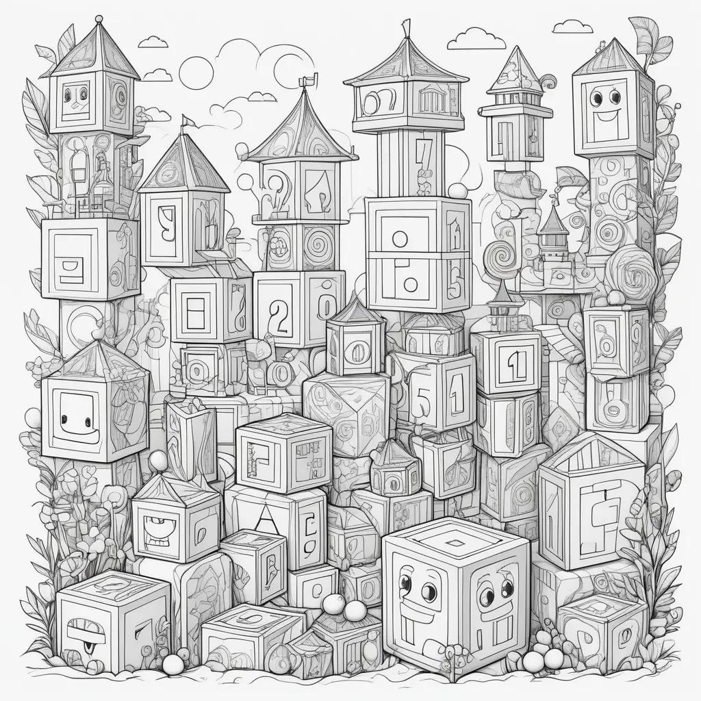 drawing of number blocks in a city