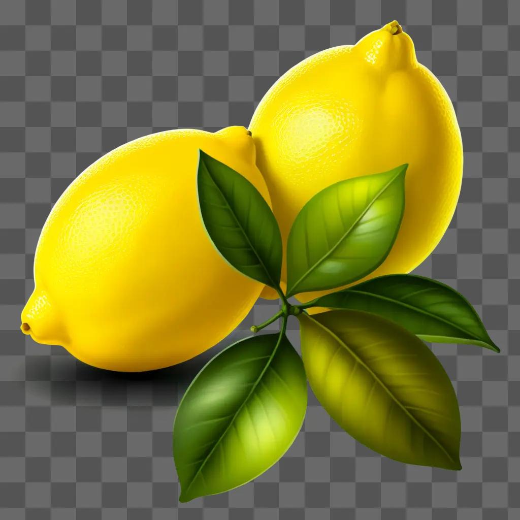 drawing of two lemons with leaves