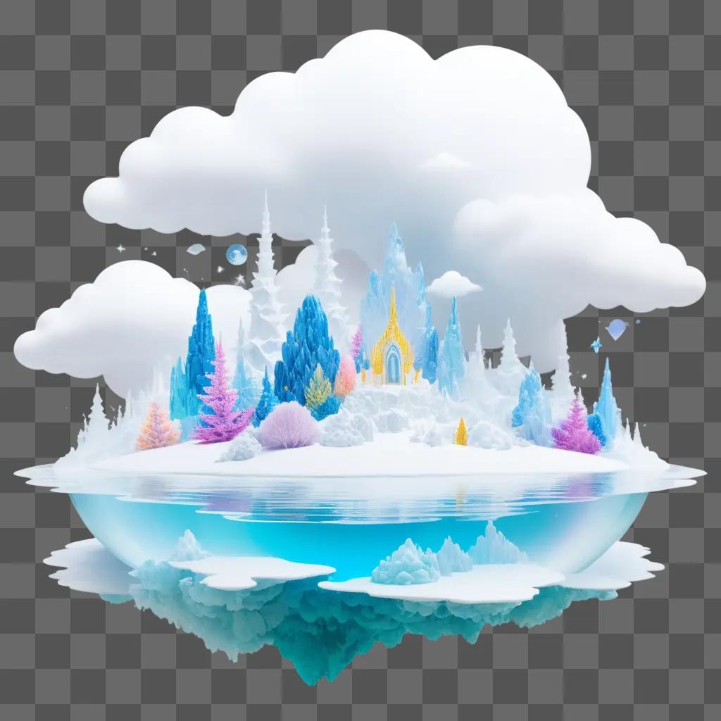 dreamy, ice-covered, underwater cityscape