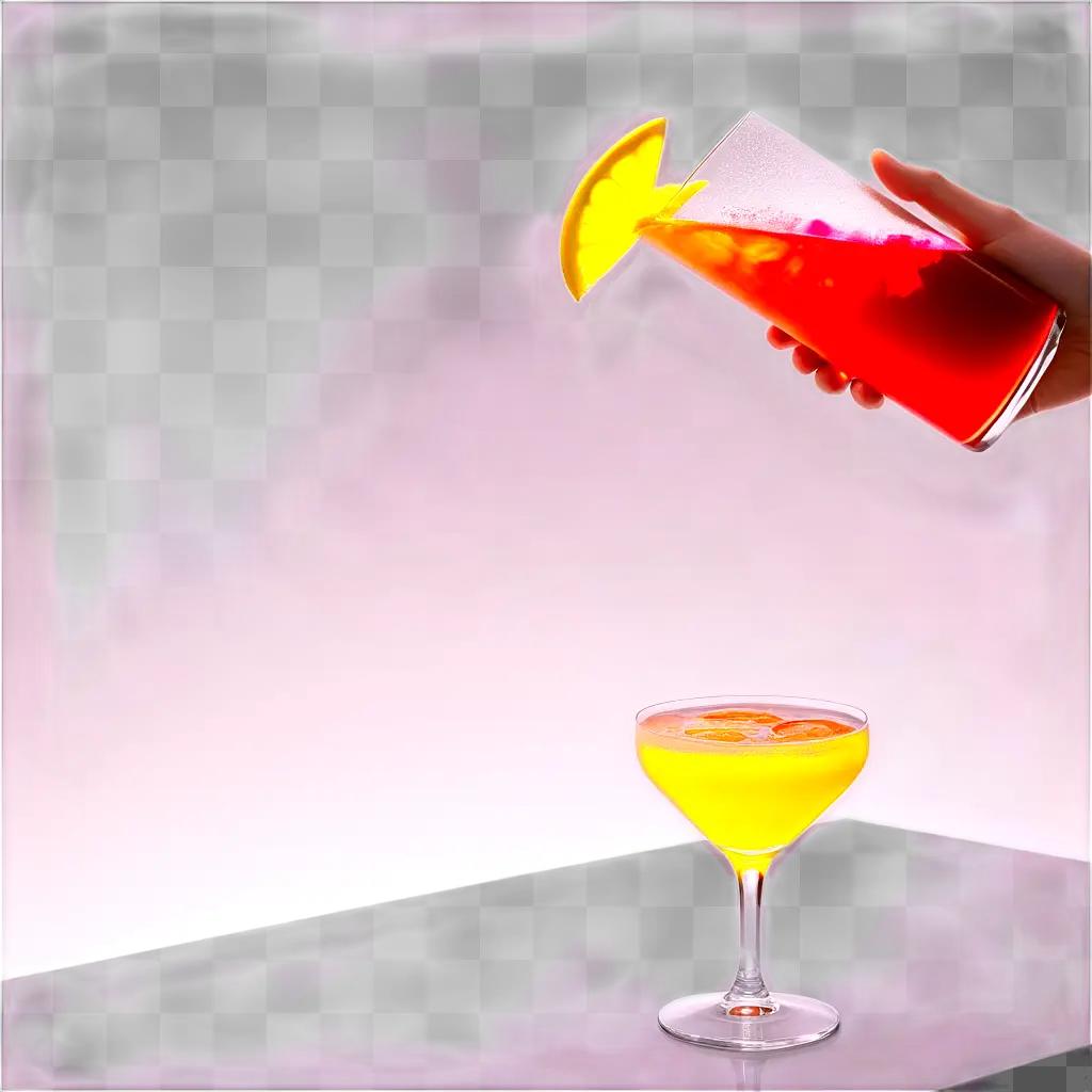 drink is being poured into a glass