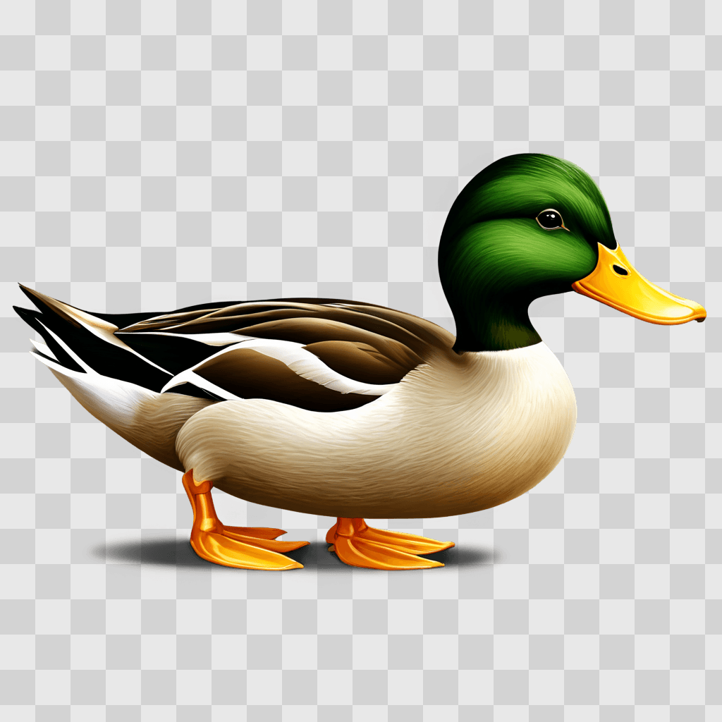 duck clipart A cartoon duck stands on a brown surface