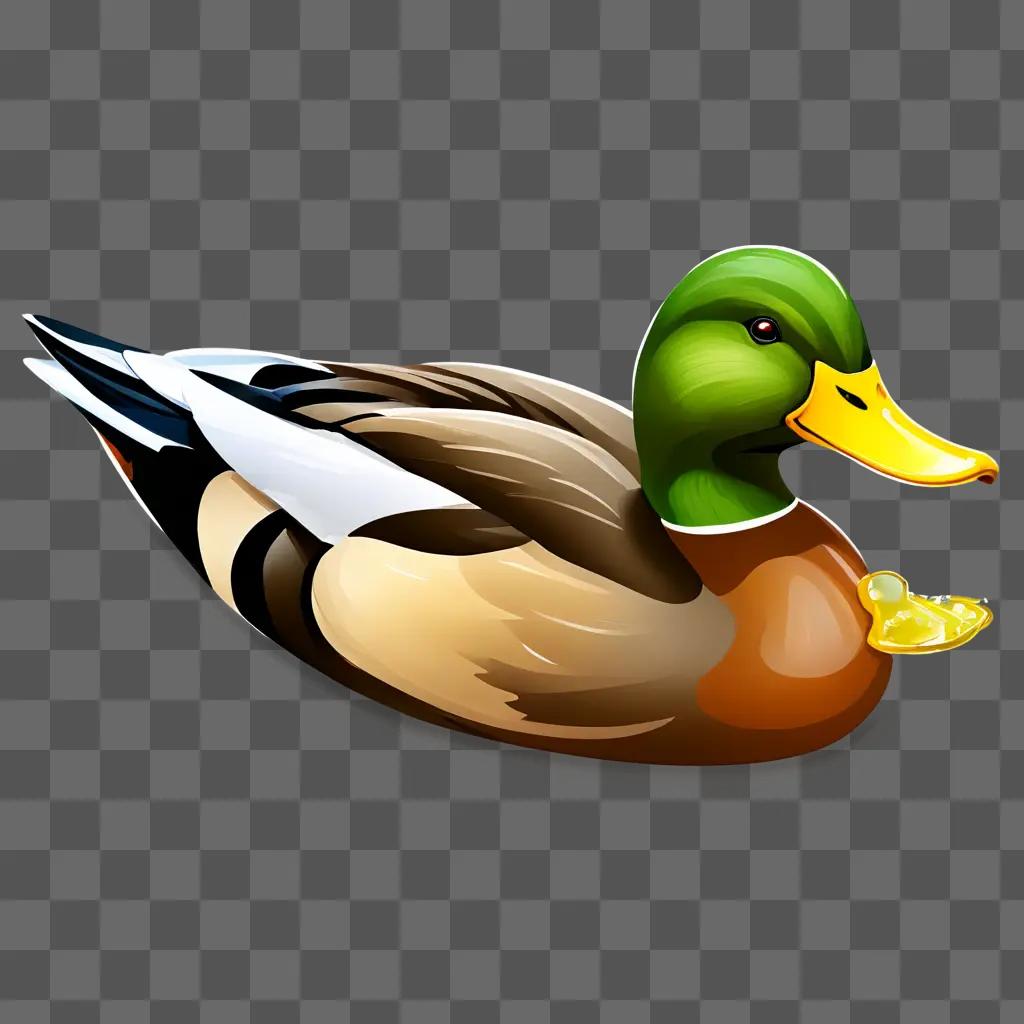 duck clipart A duck with a yellow beak on a brown background