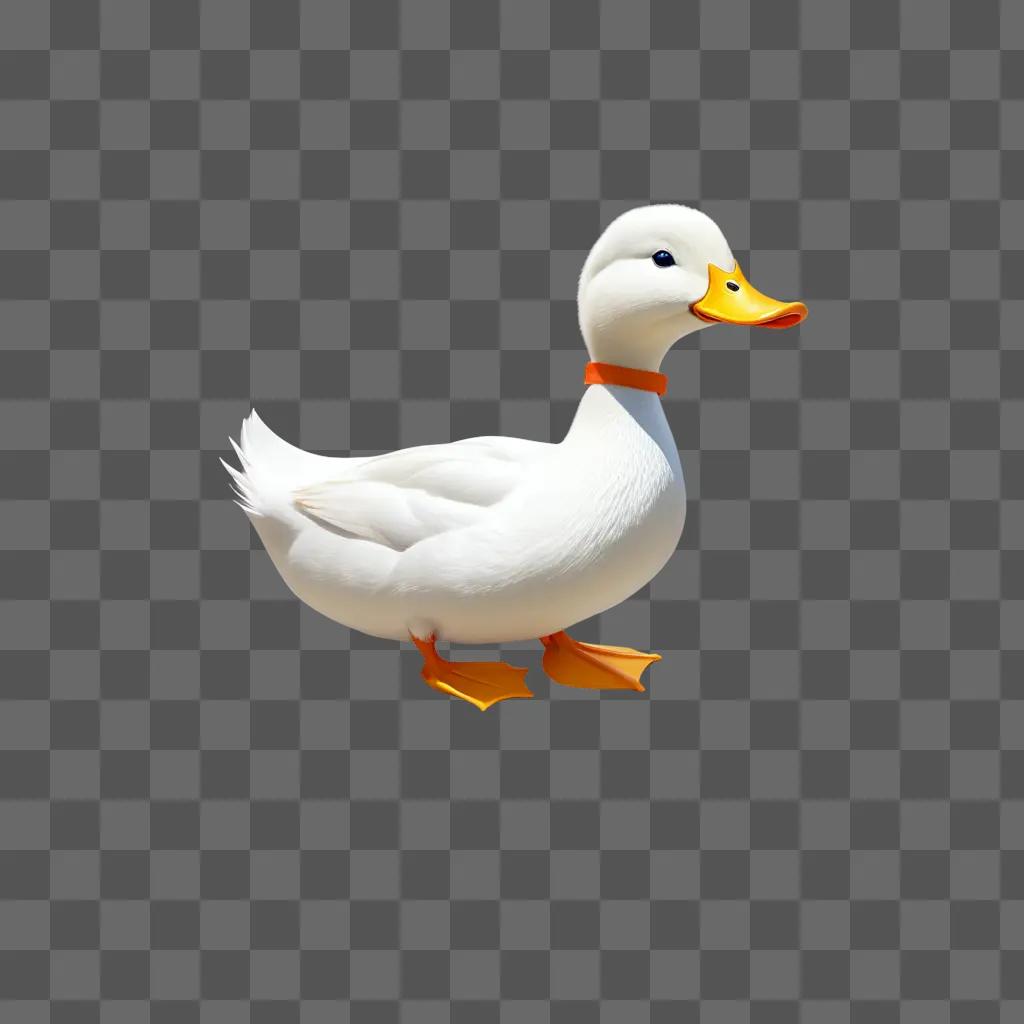 duck drawing for kids has a yellow collar and orange feet