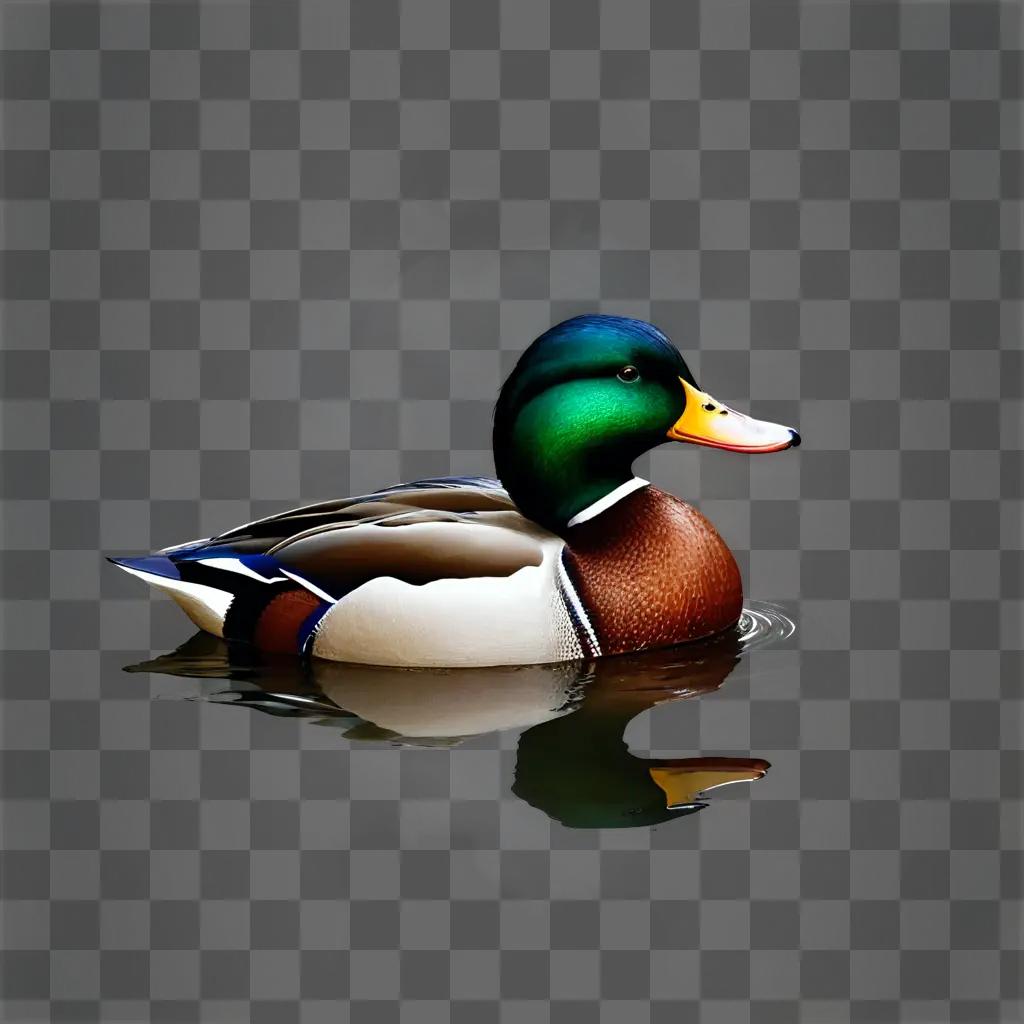 duck drawing realistic A duck swims on a cloudy water surface