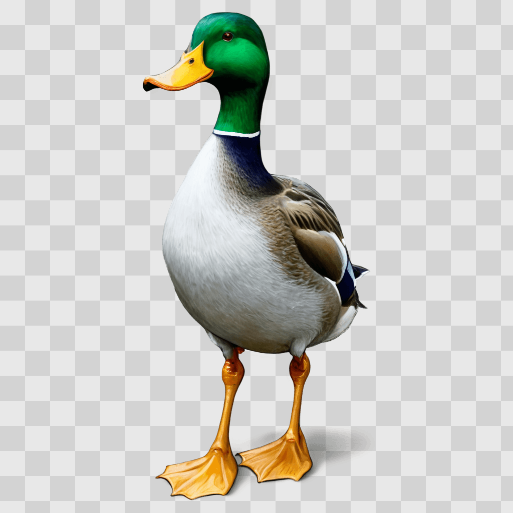 duck drawing realistic A green duck with yellow legs and feet