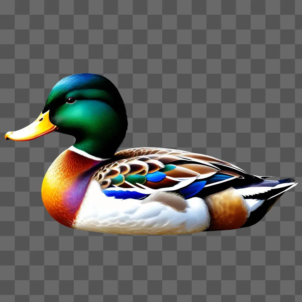 duck in a cartoon style sitting on a grey background