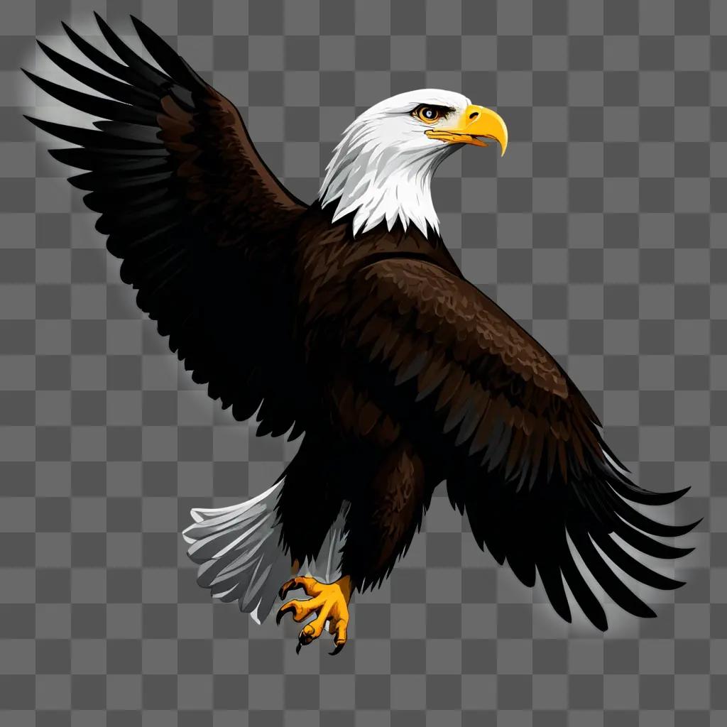 eagle clipart A bald eagle spreads its wings against a dark background