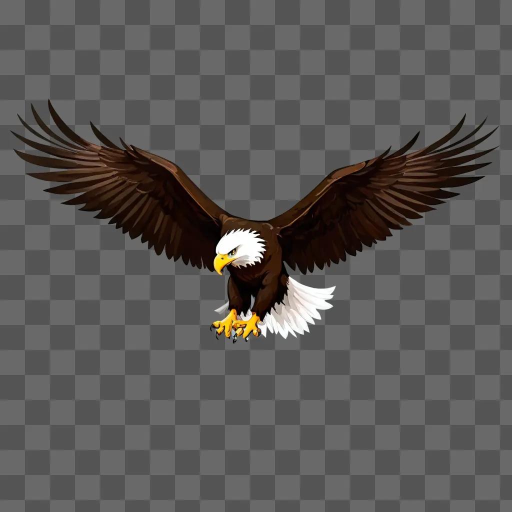 eagle clipart A bald eagle spreads its wings against a dark background