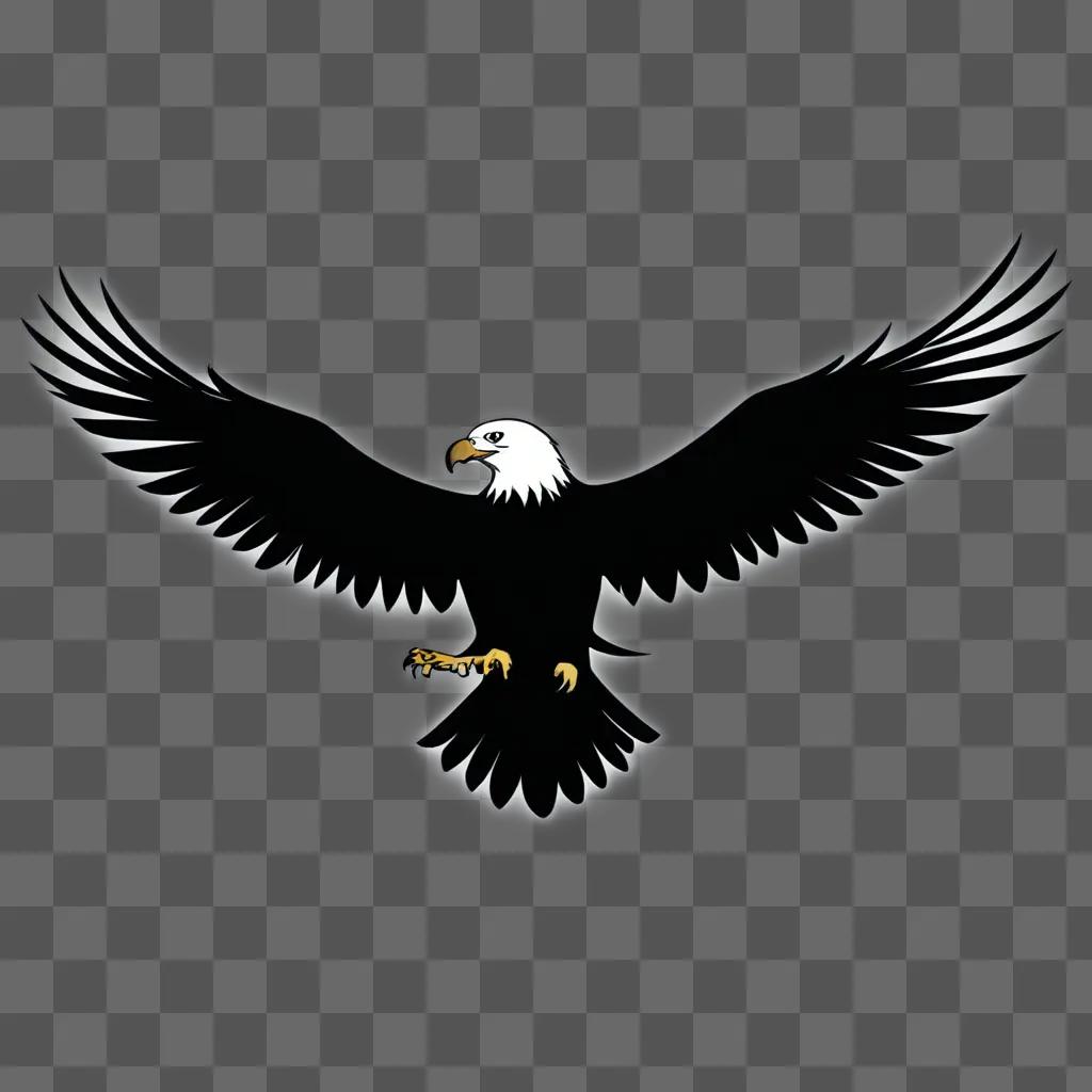 eagle clipart A black eagle with a white head is flying