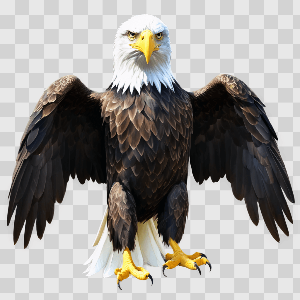 eagle clipart A large eagle spreads its wings on a gray background