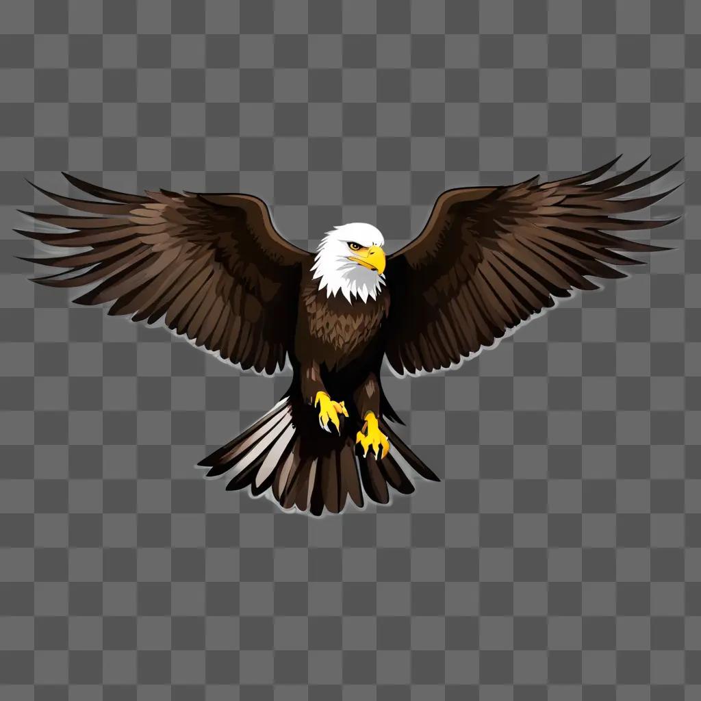 eagle clipart A majestic eagle spreads its wings on a dark background