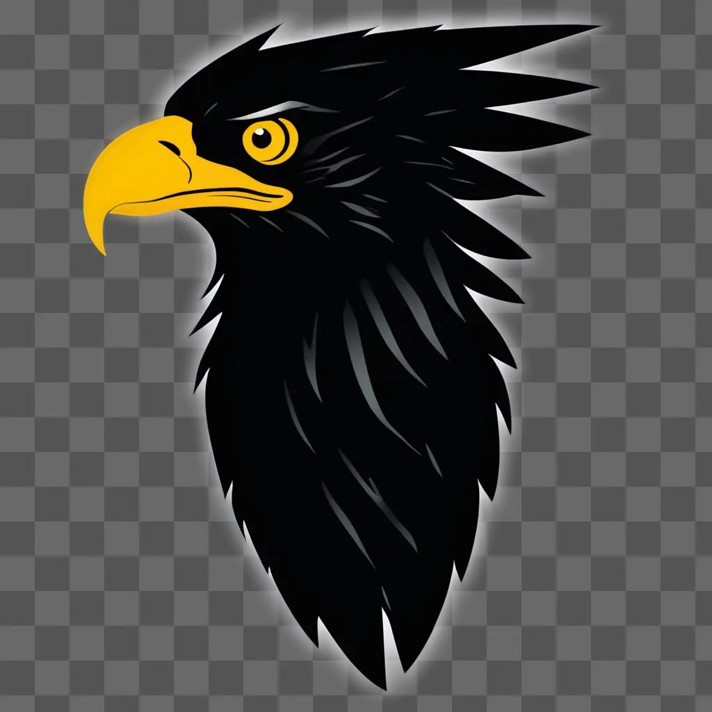 eagle clipart Black bird with yellow eyes and black beak