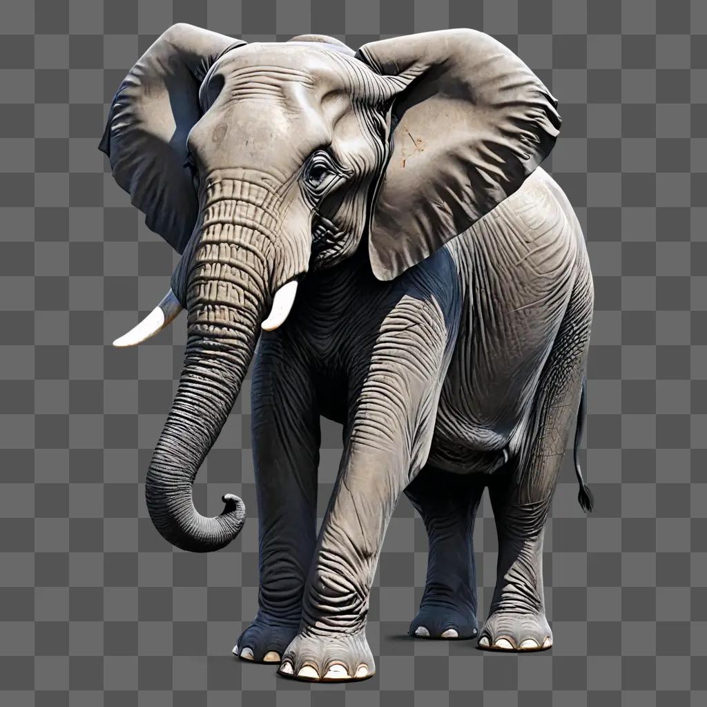 elephant drawing realistic A large grey elephant standing in front of a gray background