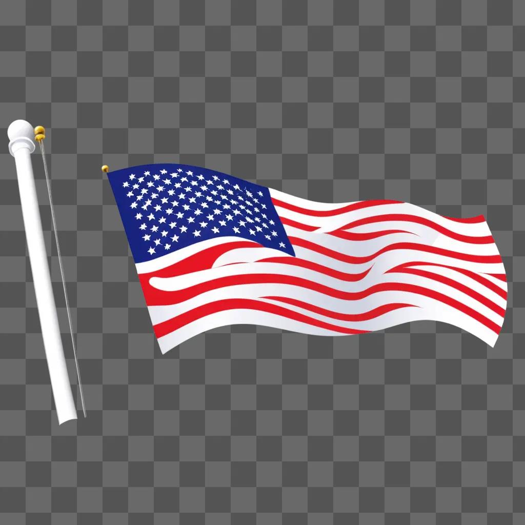 erican flag on pink background with white pole